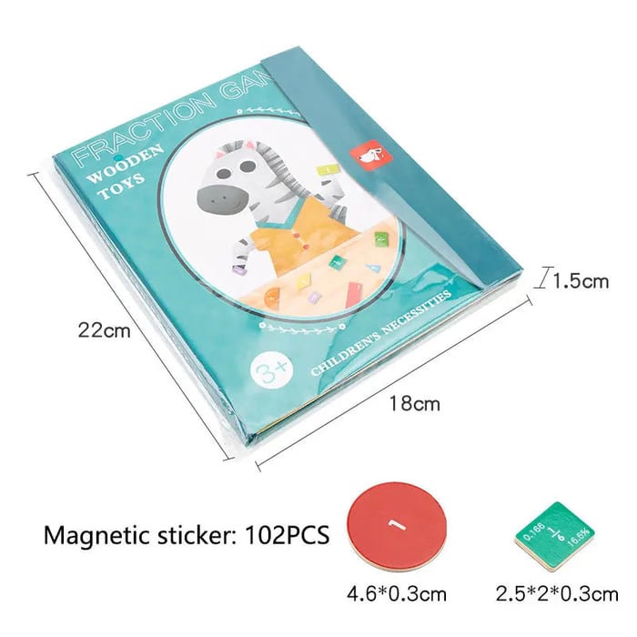 Montessori Magnetic Book Fraction Puzzle Designed for Kids