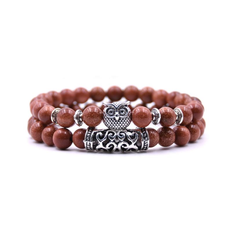 Owl Charm Natural Stone Bracelet