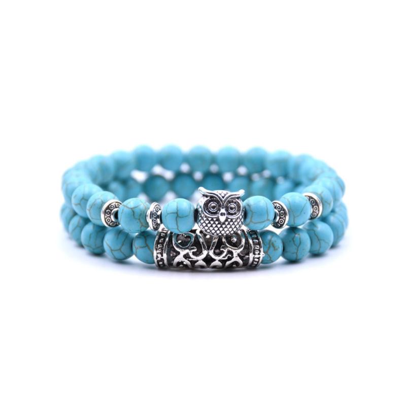 Owl Charm Natural Stone Bracelet