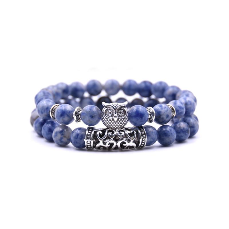 Owl Charm Natural Stone Bracelet