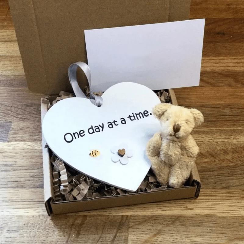 Wooden Heart Pocket Teddy Bear Hug