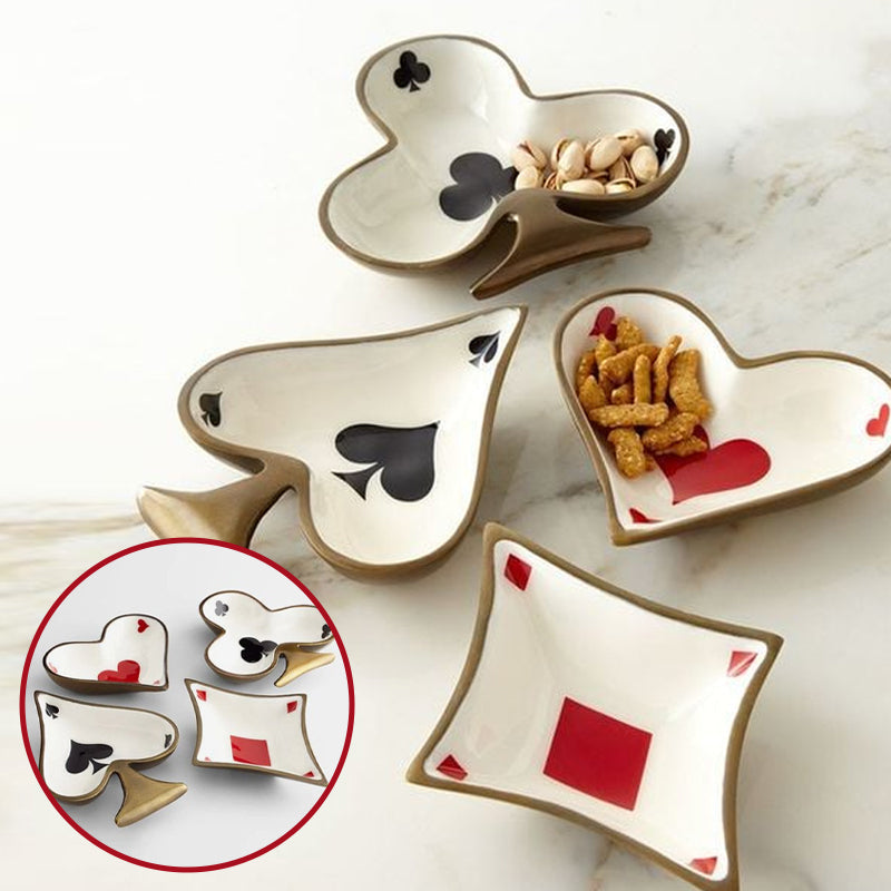 Enamelled Metal Playing Card Dishes
