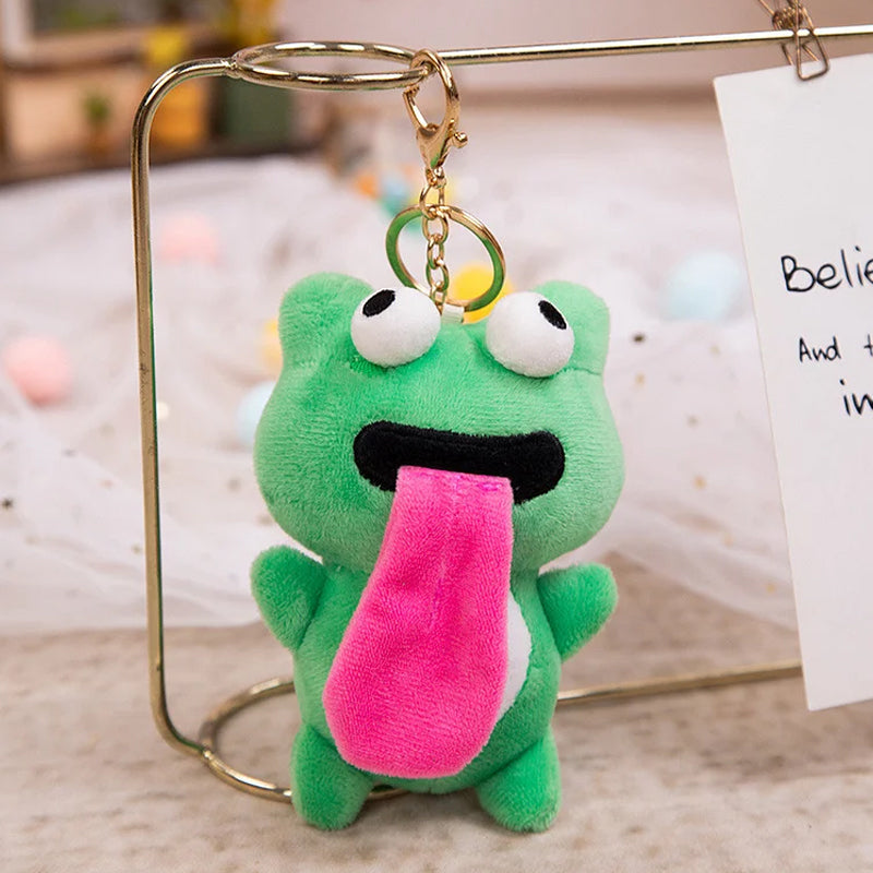 Cute Plush Animal Keychain Sticking out Tongue Frog