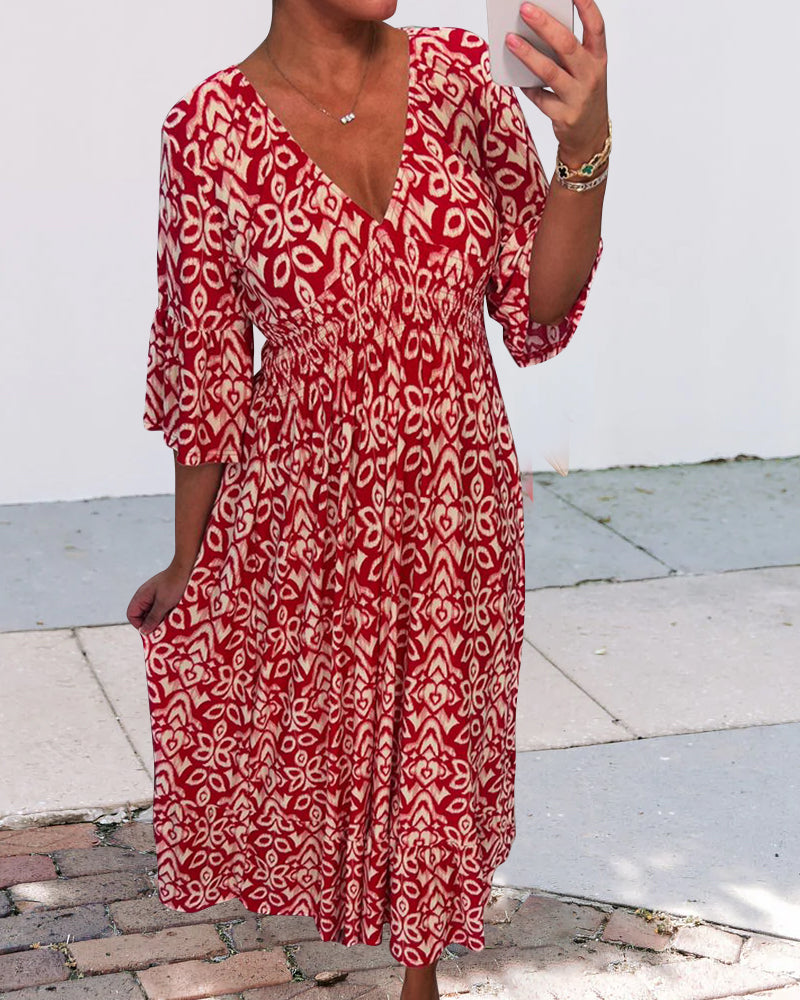 Red Printed Maxi Dress