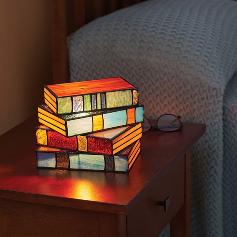 Stained Glass Stacked Books Lamp