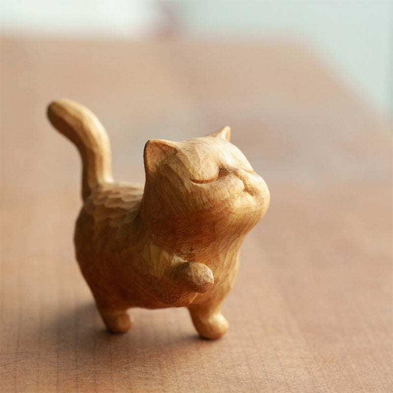 Tiny Cute Wooden Cat