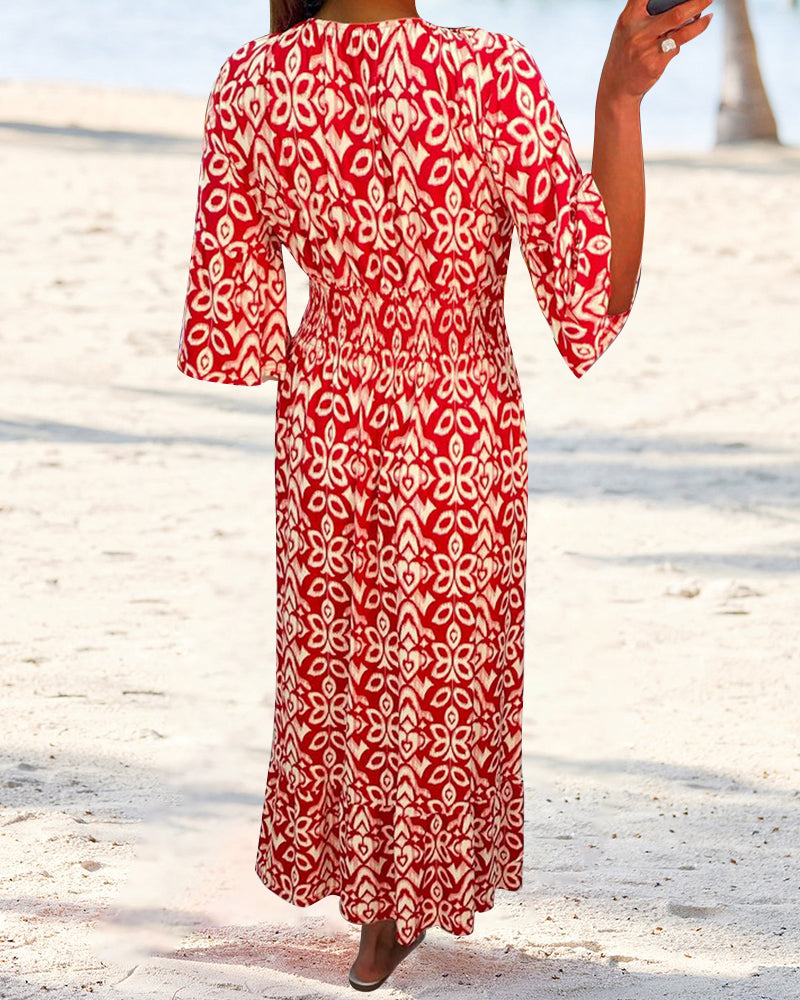 Red Printed Maxi Dress