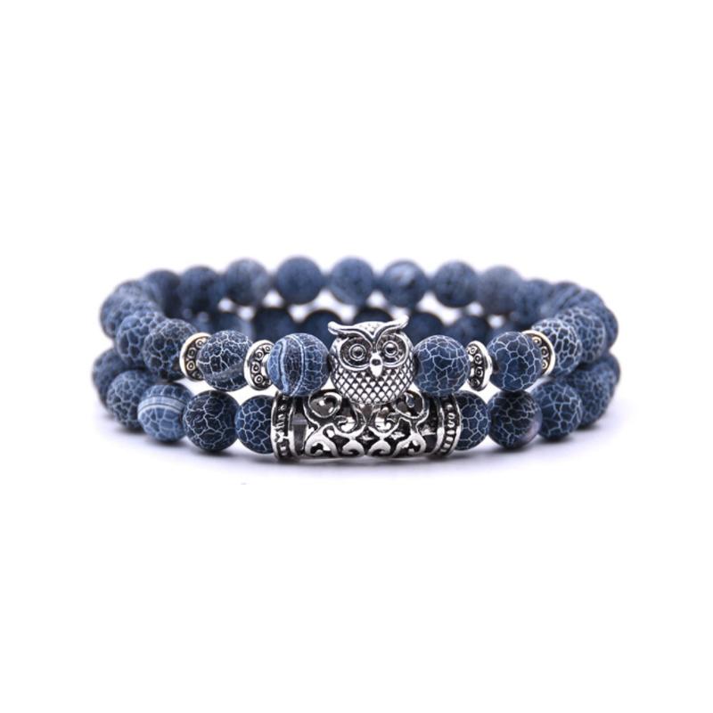 Owl Charm Natural Stone Bracelet