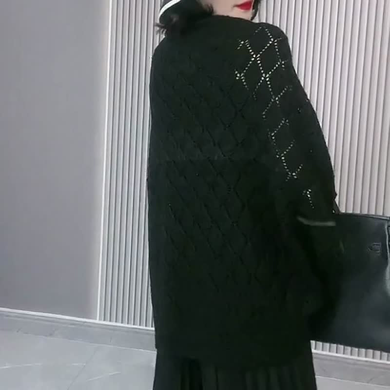 Women's Diamond Hollow Out Knitting Versatile Short Shawl