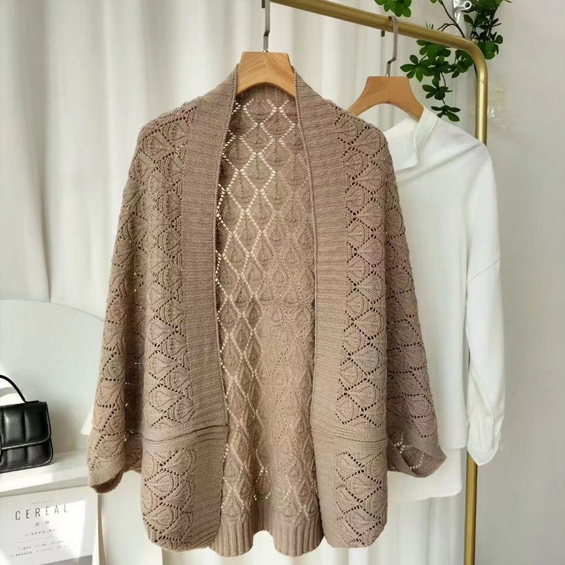 Women's Diamond Hollow Out Knitting Versatile Short Shawl