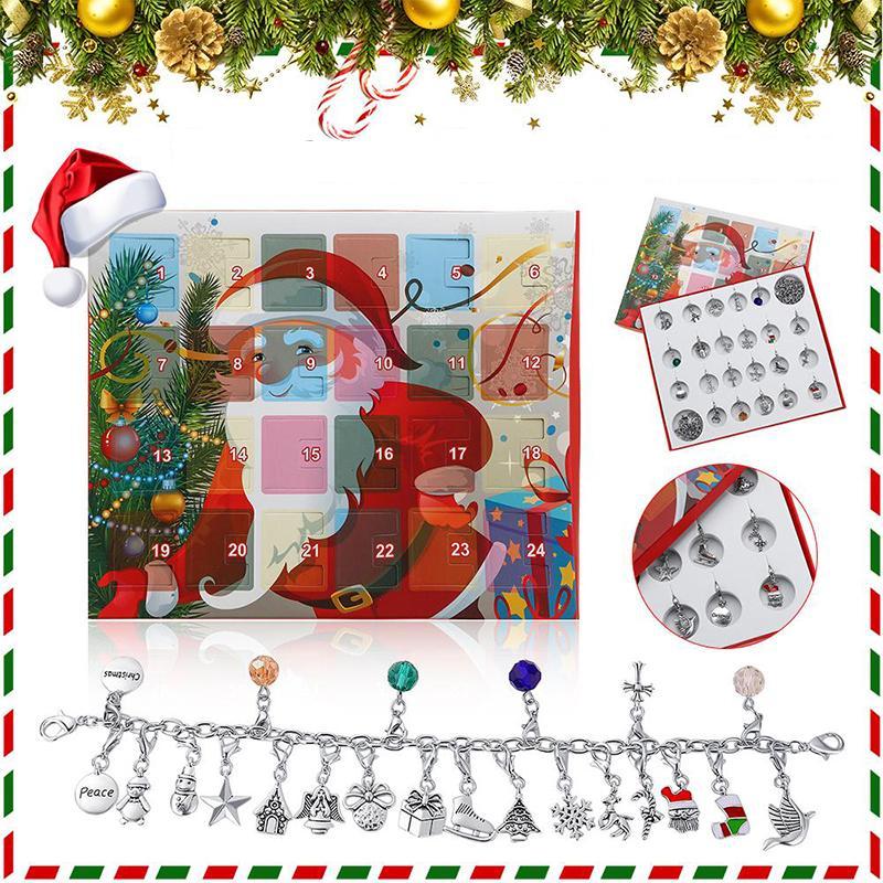 24 Days Countdown Calendar DIY Beaded Blind Box Christmas Bracelet Gift