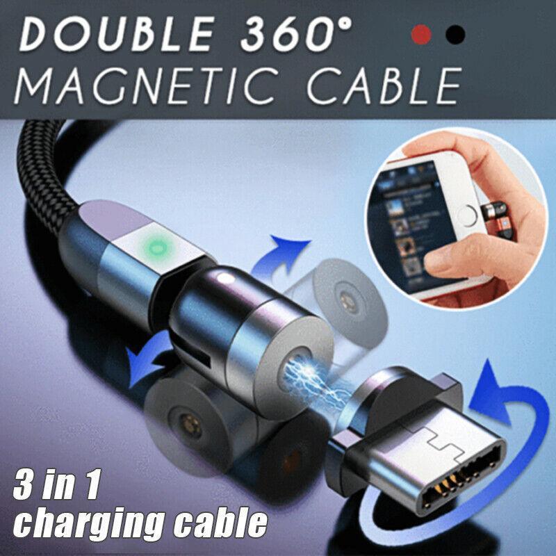 360 degree three-in-one magnetic charging cable