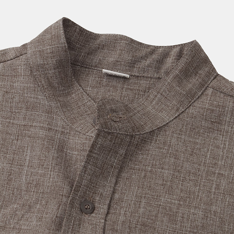 Stand Collar Solid Color Shirt
