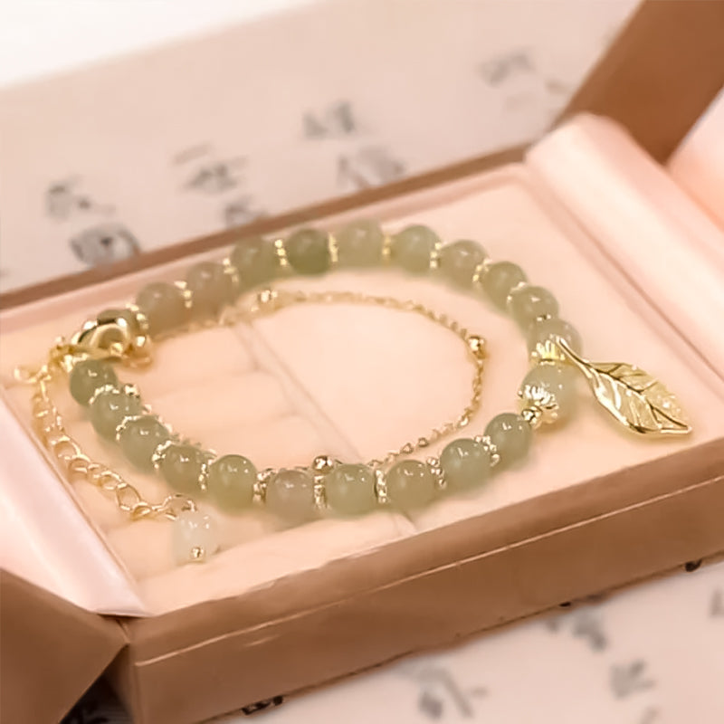 Hetian Jade Gold Leaf Bracelet