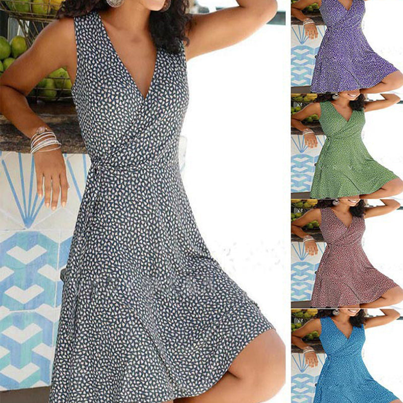 Print Sleeveless A-line Vacation Dresses