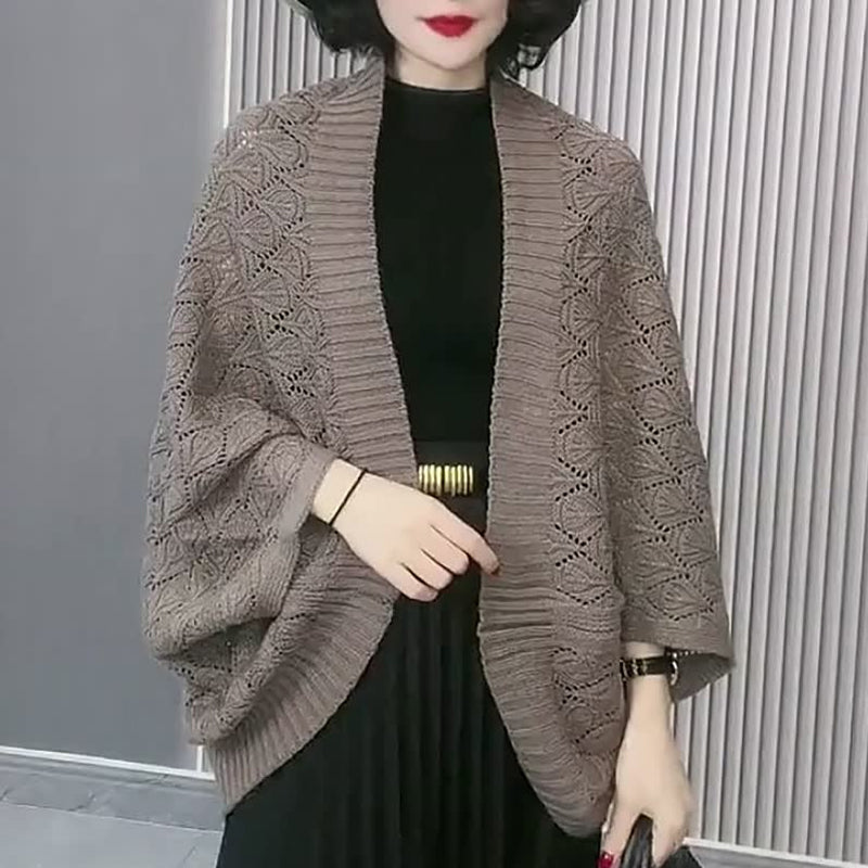 Women's Diamond Hollow Out Knitting Versatile Short Shawl