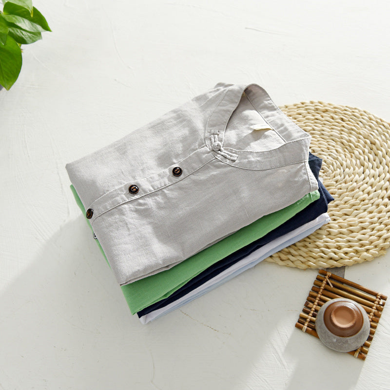 Men's Summer Linen Shirt With Buttons