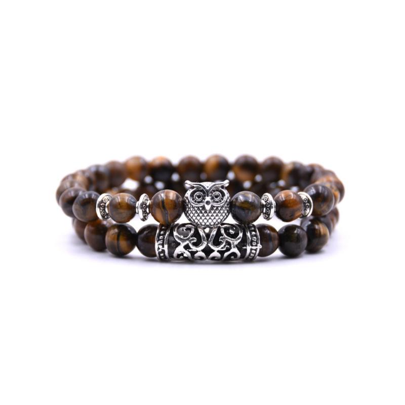 Owl Charm Natural Stone Bracelet