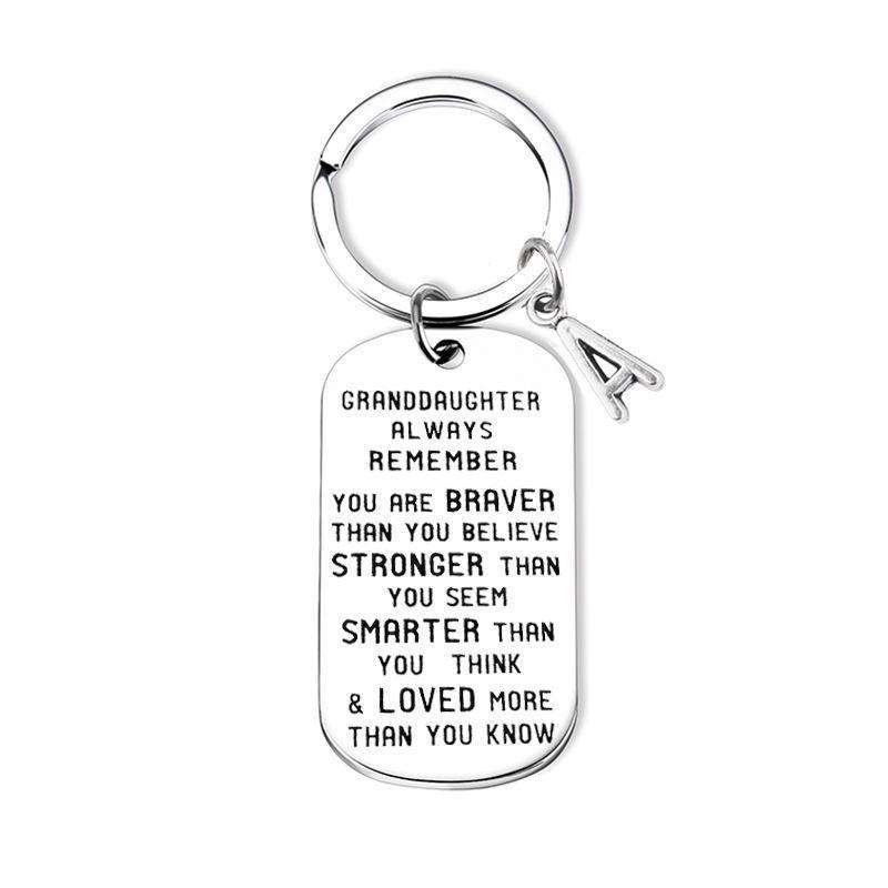 To My Grandson Granddaughter Son Daughter Gift Lettering Keychain