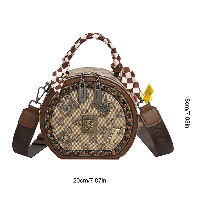 Fashion Retro Bear Badge Print Leather Handbags