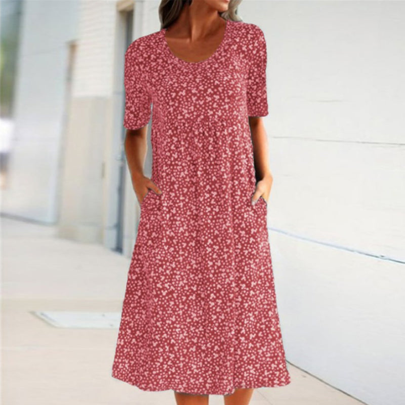 Floral crew neck beach dress