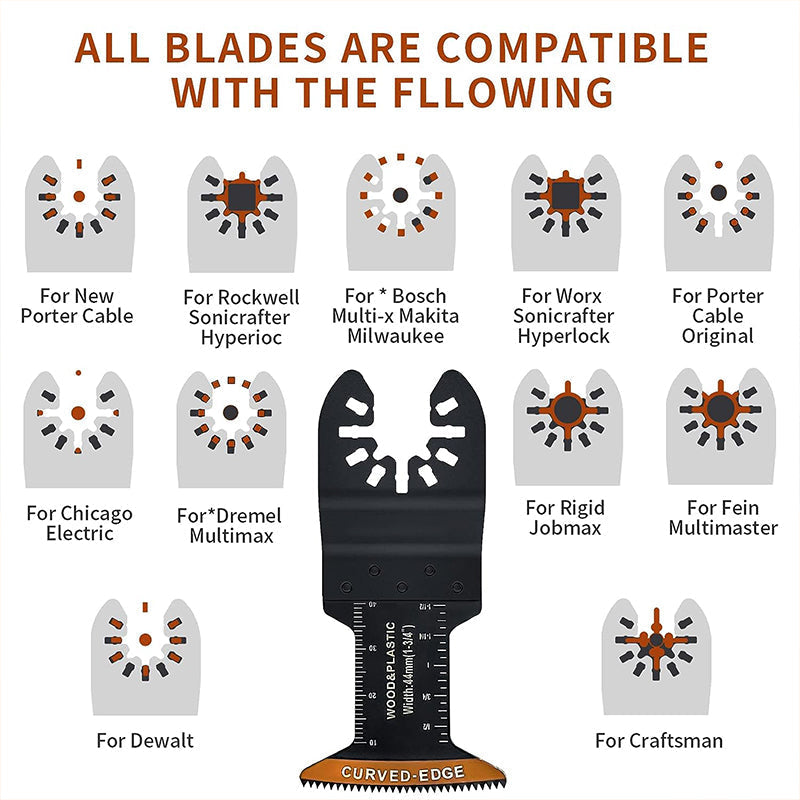 Curved-Edge Oscillating Tool Blades(20 PCS)