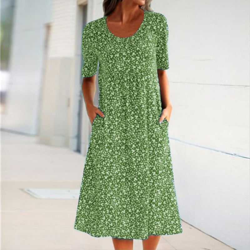 Floral crew neck beach dress