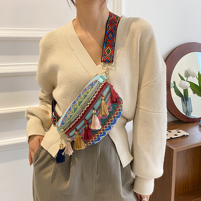 Colorful Woven Waist/Shoulder Bag