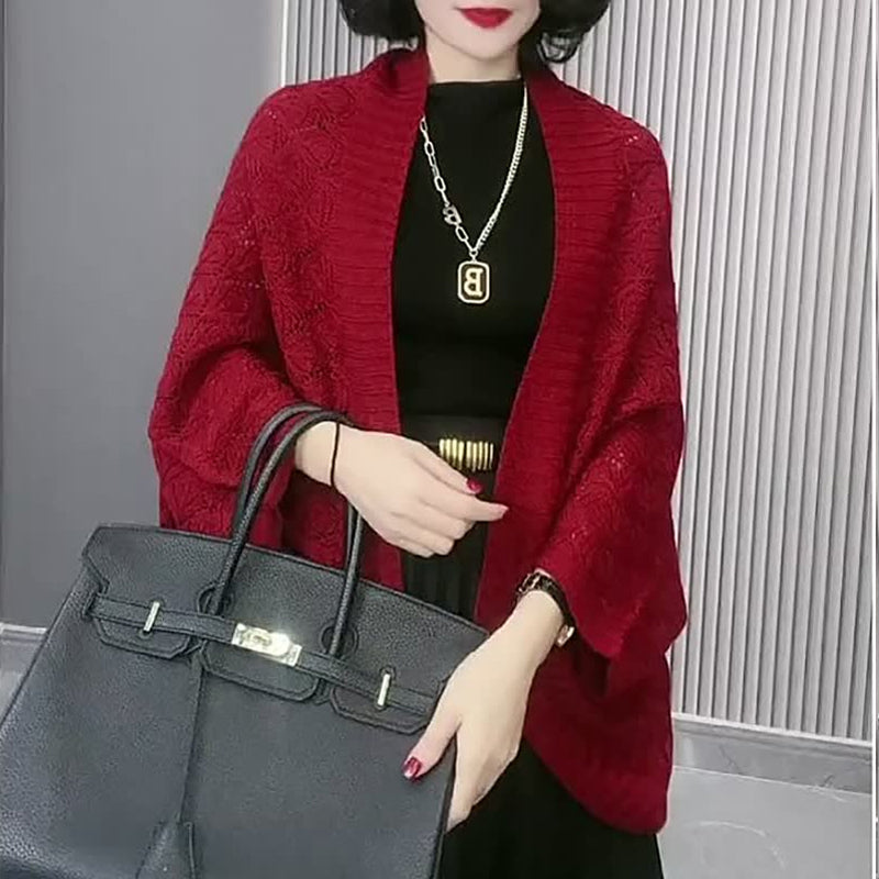 Women's Diamond Hollow Out Knitting Versatile Short Shawl