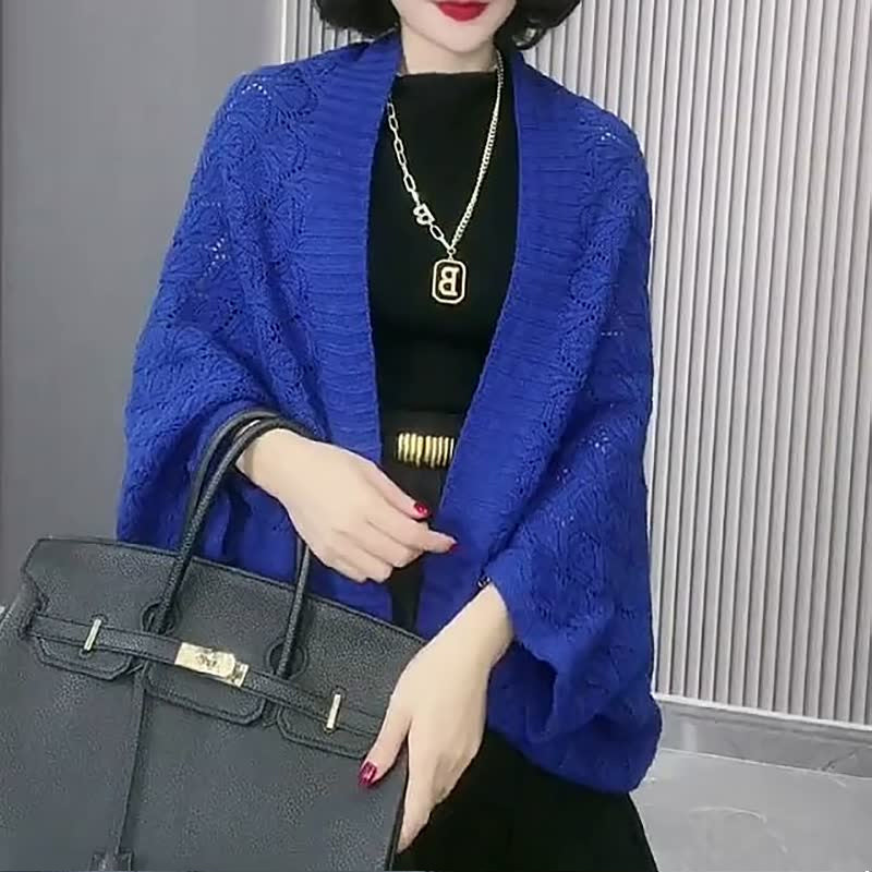 Women's Diamond Hollow Out Knitting Versatile Short Shawl