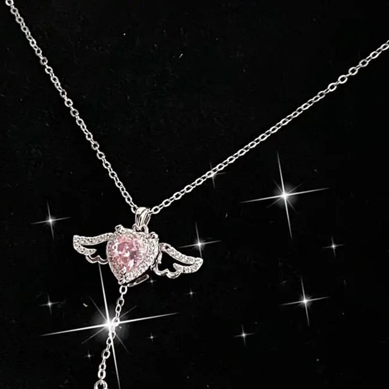 Pink Angel Wings Necklace