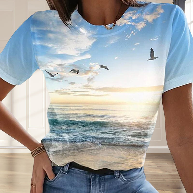 Women's Casual 3D Printed Painting T-shirt