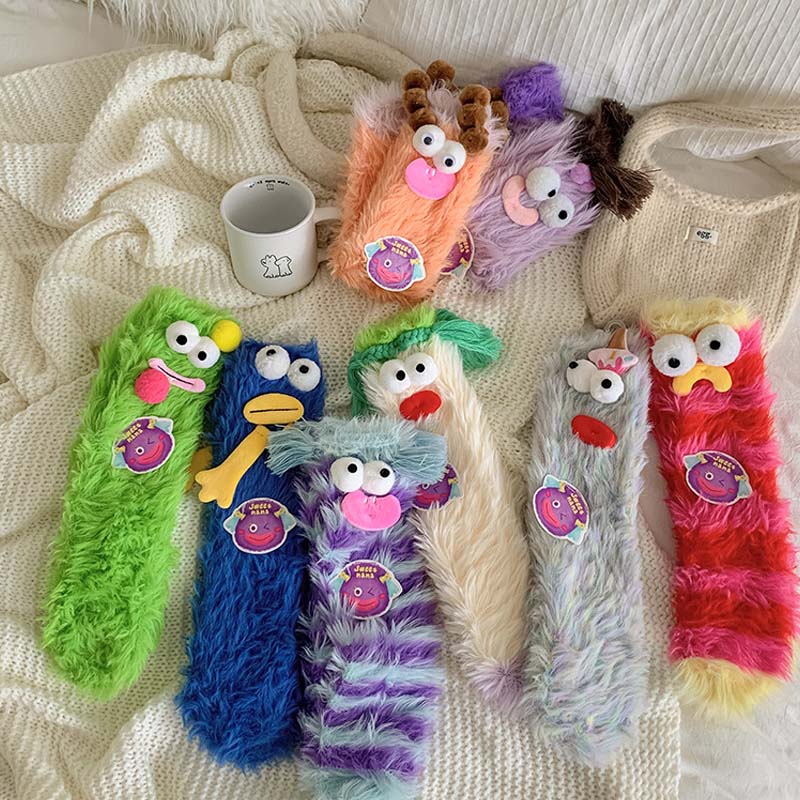 Warm Cozy Fluffy Cartoon Monster Socks