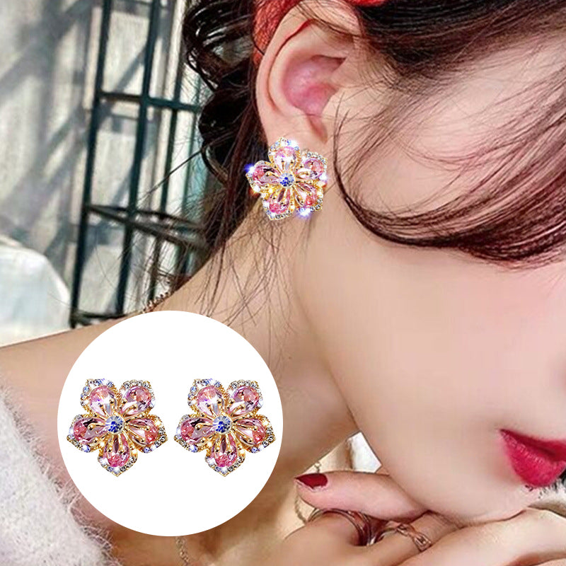Blooming Crystal Flower Earrings