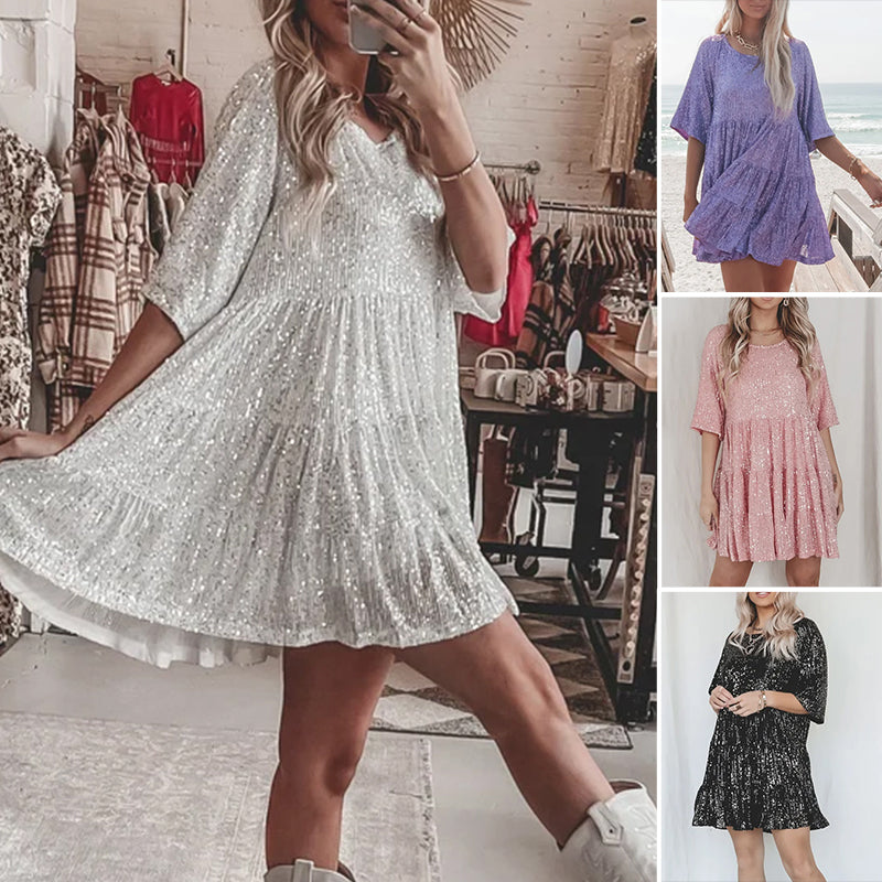 Sequin Baby Doll Dress