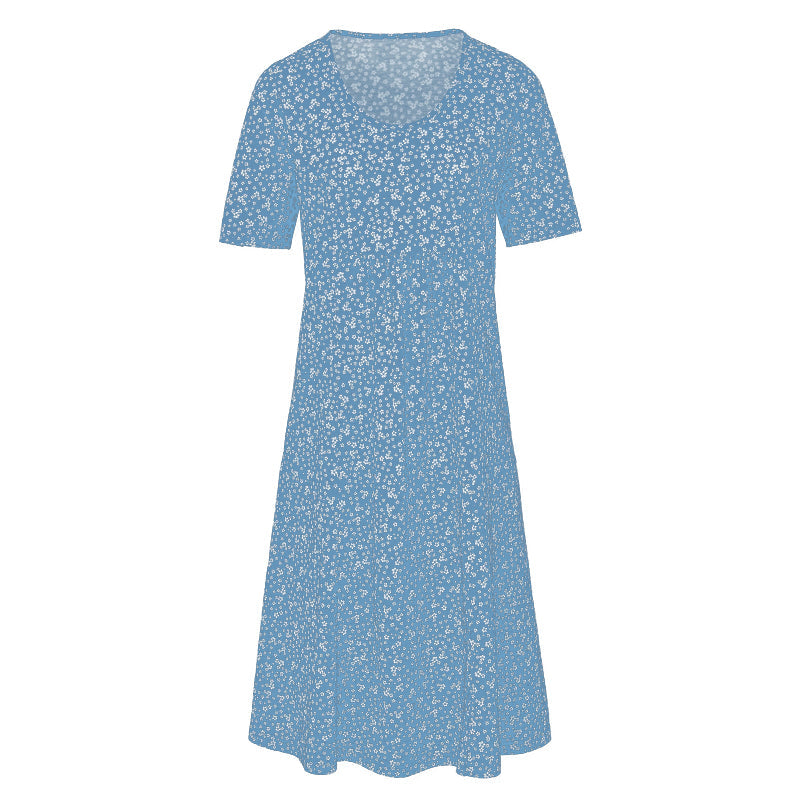 Floral crew neck beach dress