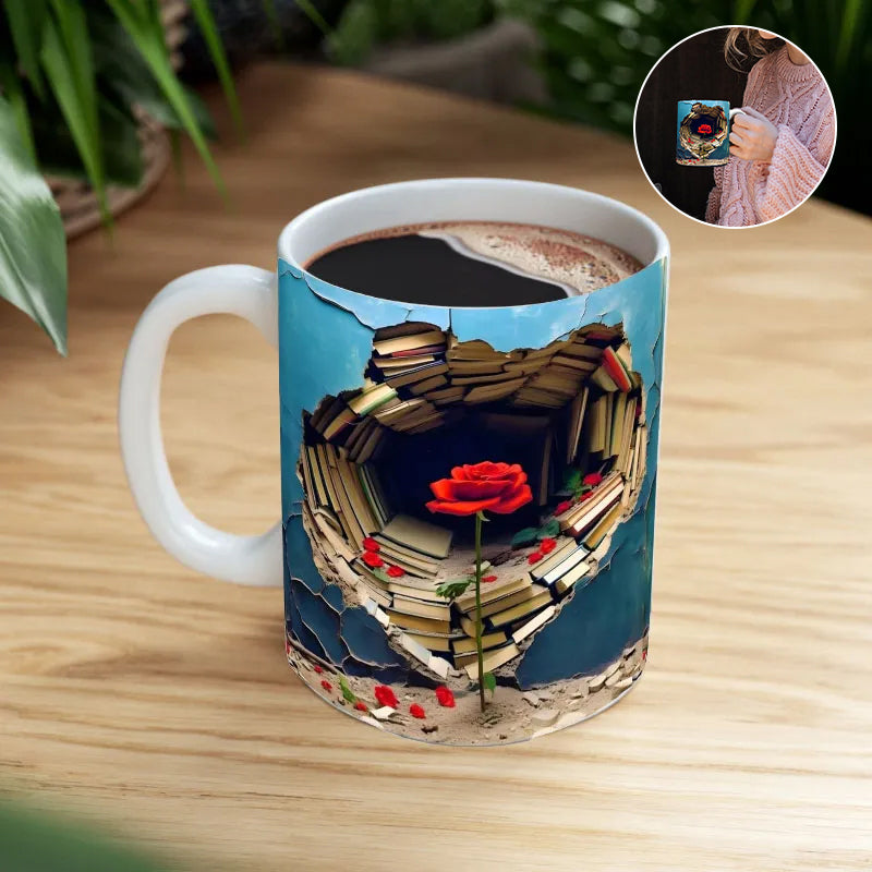 3D Effect Bookshelf Coffee Mug