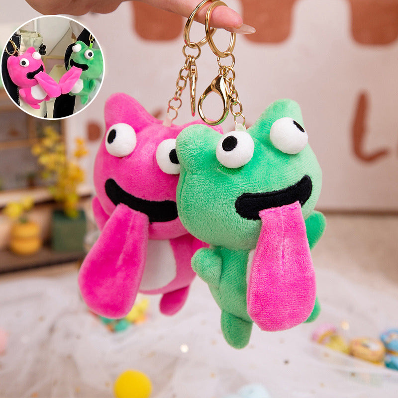 Cute Plush Animal Keychain Sticking out Tongue Frog